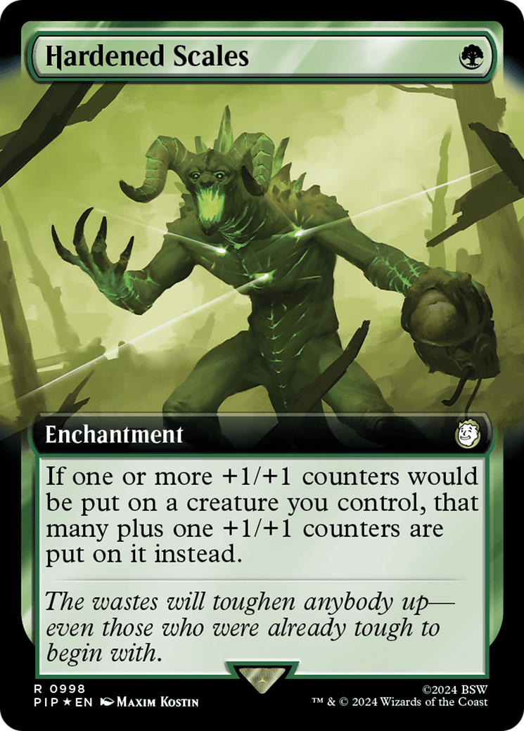 Hardened Scales (Extended Art) (Surge Foil) [Fallout] | Good Games Cannington
