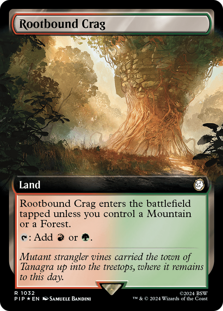Rootbound Crag (Extended Art) (Surge Foil) [Fallout] | Good Games Cannington
