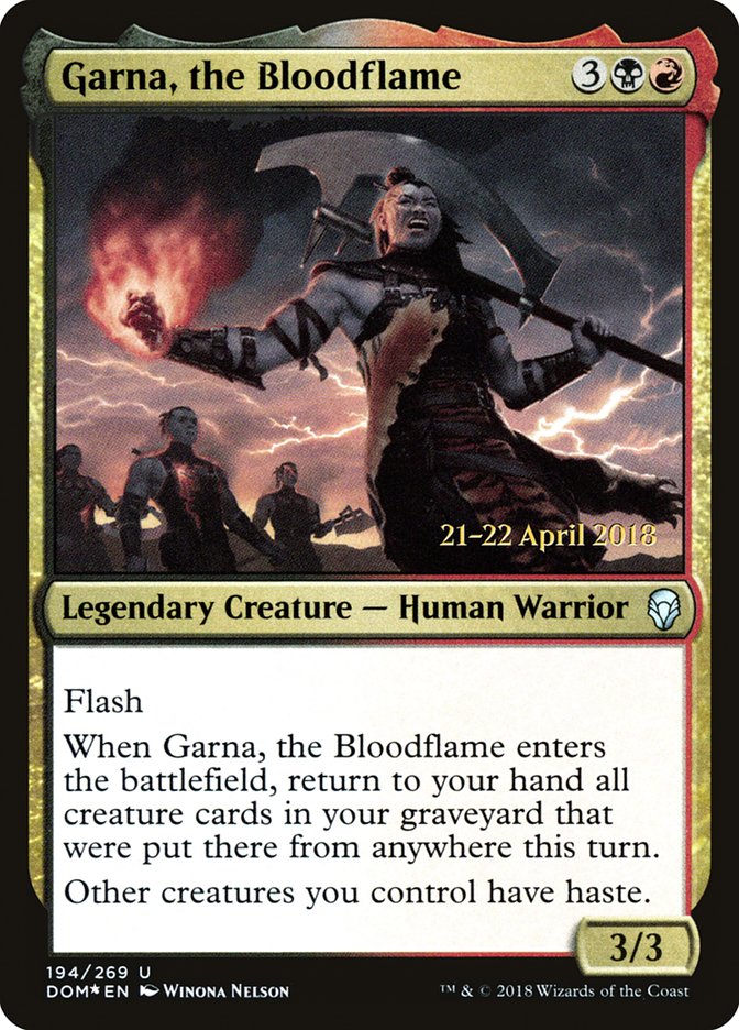 Garna, the Bloodflame [Dominaria Prerelease Promos] | Good Games Cannington