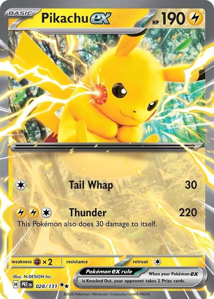 Pikachu ex  028/131 (SV: Prismatic Evolutions)  - Holofoil | Good Games Cannington