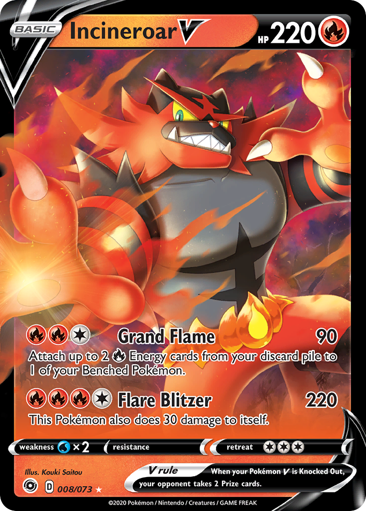 Incineroar V (008/073) [Sword & Shield: Champion's Path] | Good Games Cannington