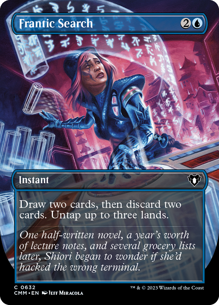 Frantic Search (Borderless Alternate Art) [Commander Masters] | Good Games Cannington