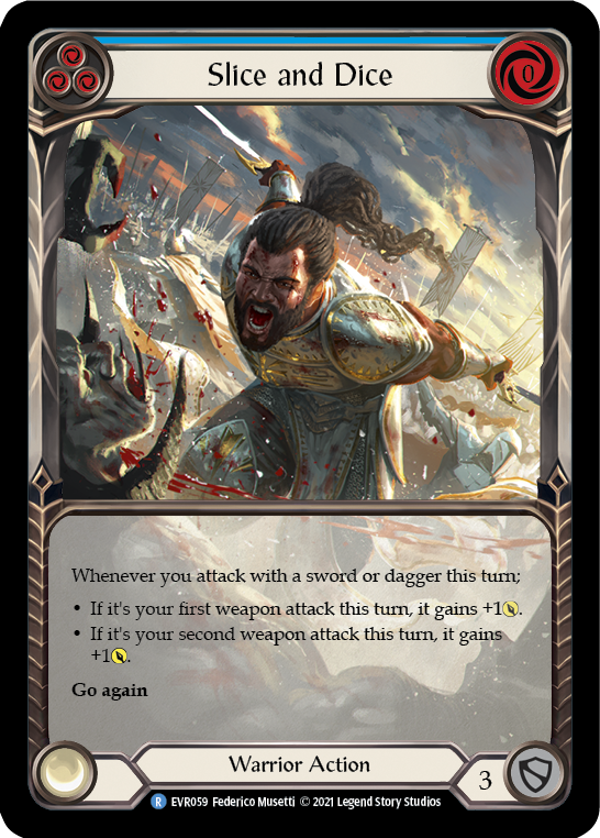 Slice and Dice (Blue) [EVR059] (Everfest)  1st Edition Extended Art Rainbow Foil | Good Games Cannington