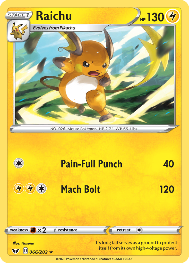 Raichu (066/202) [Sword & Shield: Base Set] | Good Games Cannington