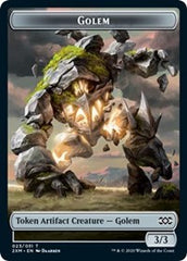Golem // Human Soldier Double-Sided Token [Double Masters Tokens] | Good Games Cannington