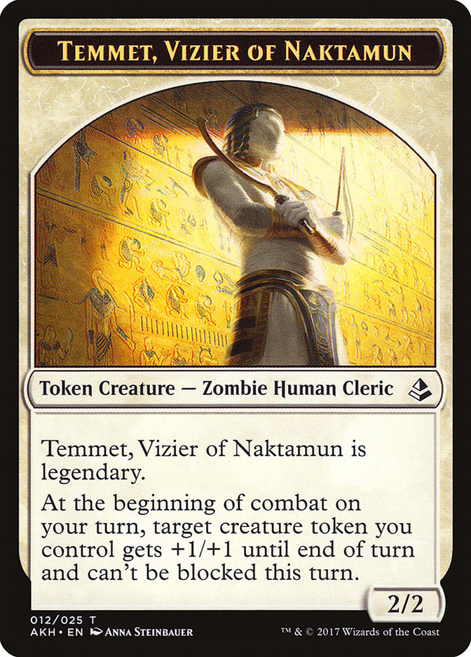 Temmet, Vizier of Naktamun // Zombie Double-Sided Token [Amonkhet Tokens] | Good Games Cannington