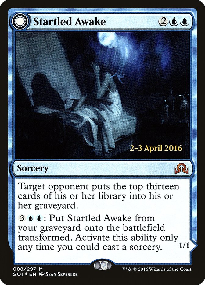 Startled Awake // Persistent Nightmare [Shadows over Innistrad Prerelease Promos] | Good Games Cannington