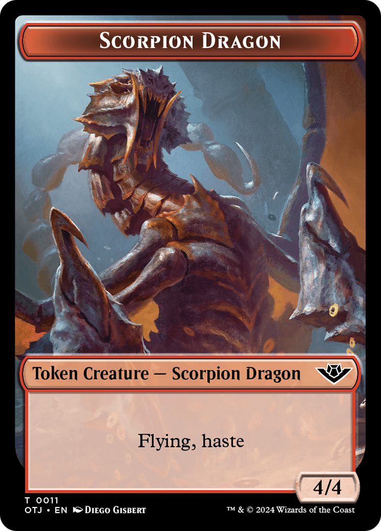 Mercenary // Scorpion Dragon Double-Sided Token [Outlaws of Thunder Junction Tokens] | Good Games Cannington