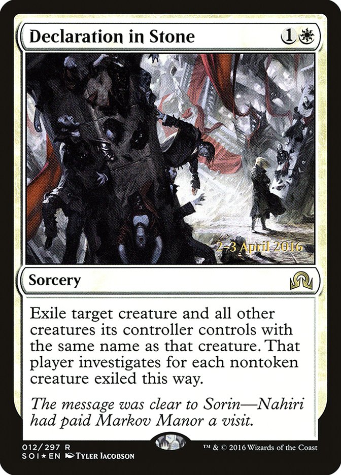 Declaration in Stone [Shadows over Innistrad Prerelease Promos] | Good Games Cannington