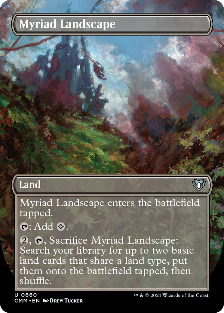 Myriad Landscape (Borderless Alternate Art) [Commander Masters] | Good Games Cannington