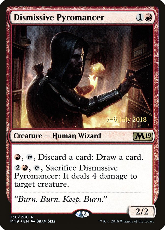 Dismissive Pyromancer [Core Set 2019 Prerelease Promos] | Good Games Cannington