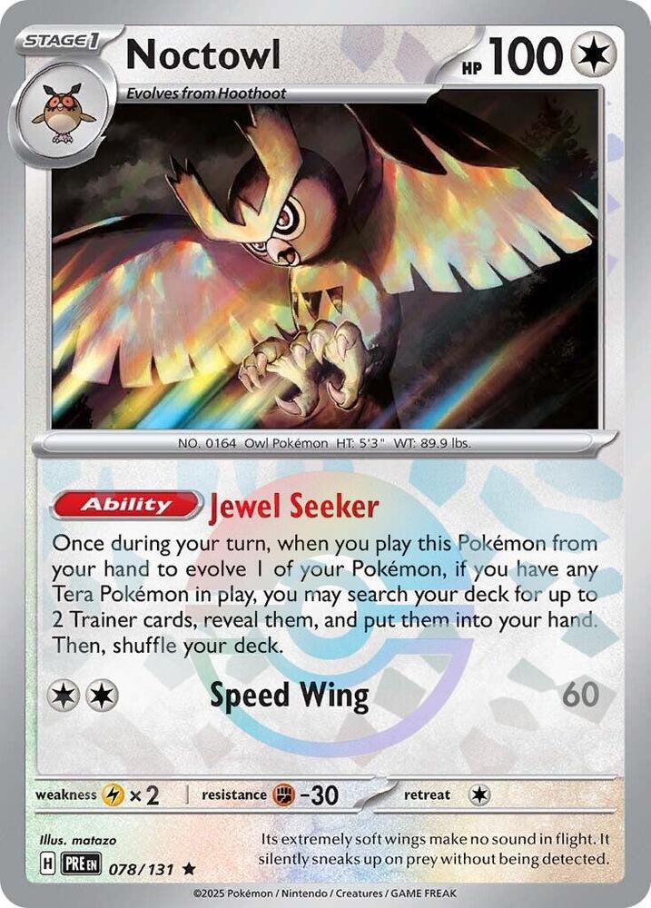 Noctowl (078/131) (Poke Ball Pattern) [Scarlet & Violet: Prismatic Evolutions] | Good Games Cannington