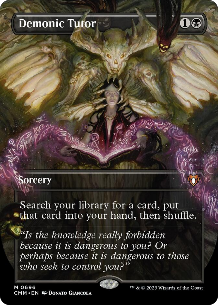 Demonic Tutor (Borderless Alternate Art) [Commander Masters] | Good Games Cannington