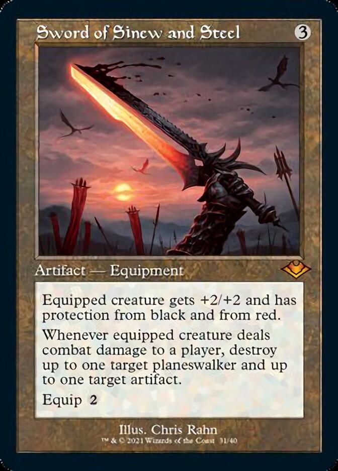 Sword of Sinew and Steel (Retro Foil Etched) [Modern Horizons] | Good Games Cannington