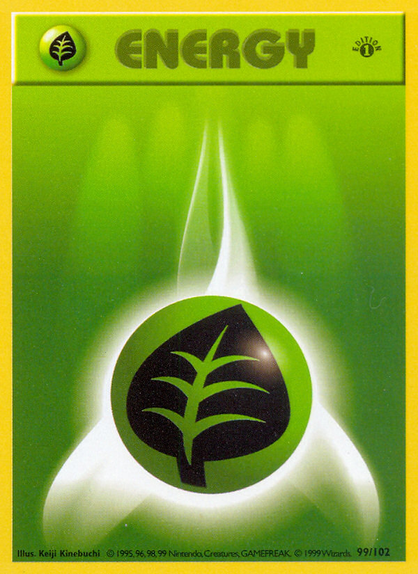 Grass Energy (99/102) (Shadowless) [Base Set 1st Edition] | Good Games Cannington