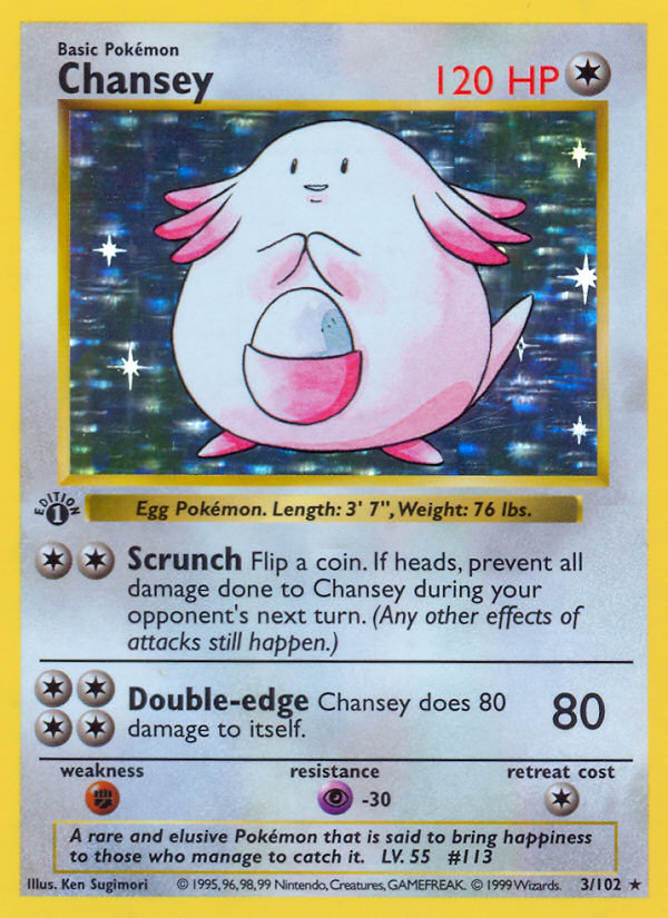 Chansey (3/102) (Shadowless) [Base Set 1st Edition] | Good Games Cannington