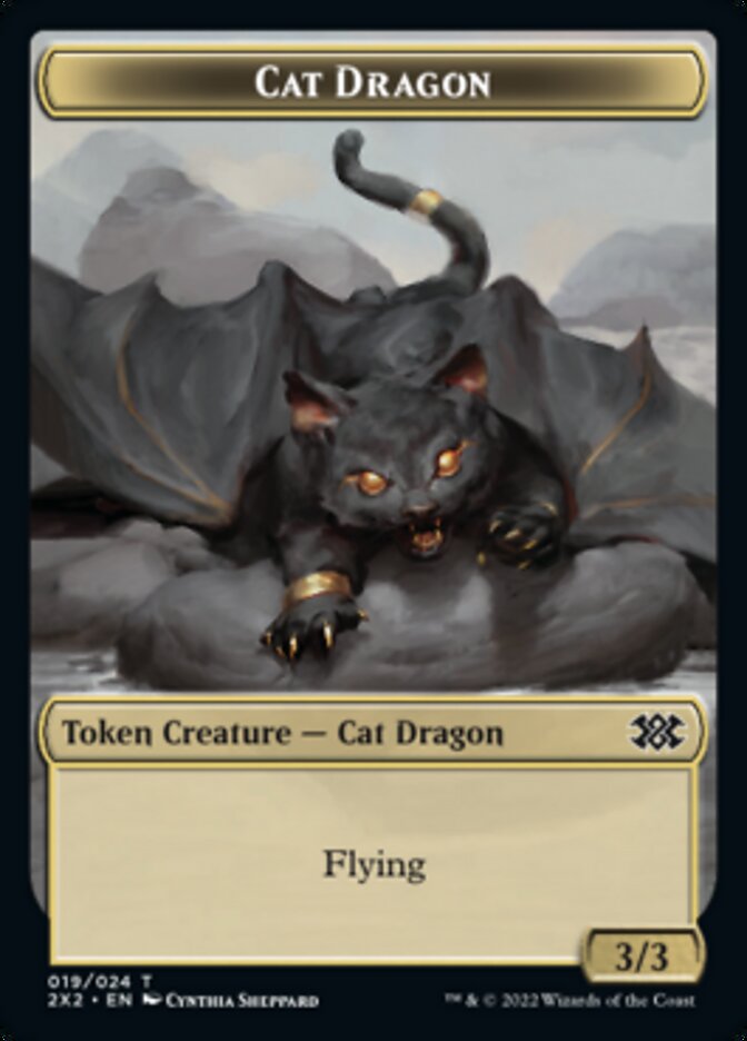 Cat Dragon // Spirit (002) Double-Sided Token [Double Masters 2022 Tokens] | Good Games Cannington