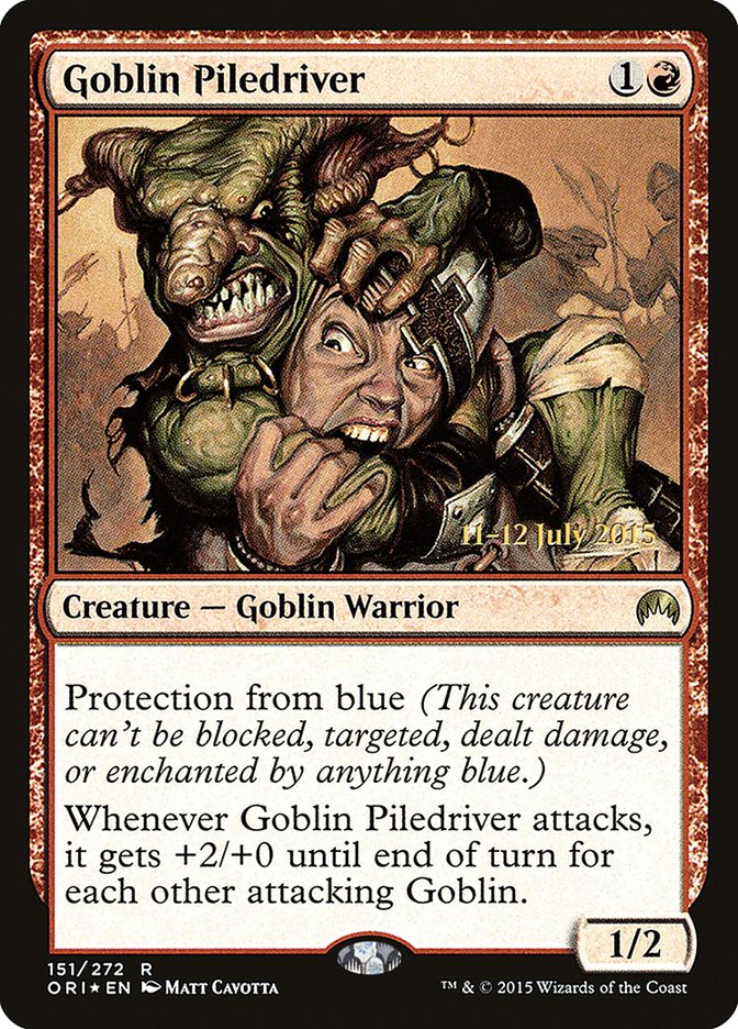 Goblin Piledriver [Magic Origins Prerelease Promos] | Good Games Cannington