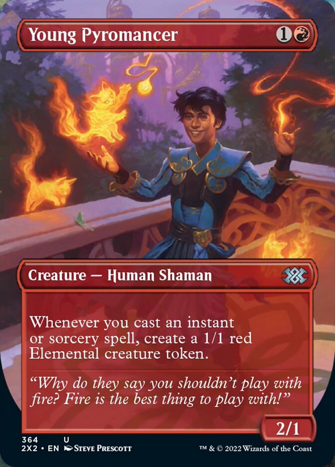 Young Pyromancer (Borderless Alternate Art) [Double Masters 2022] | Good Games Cannington