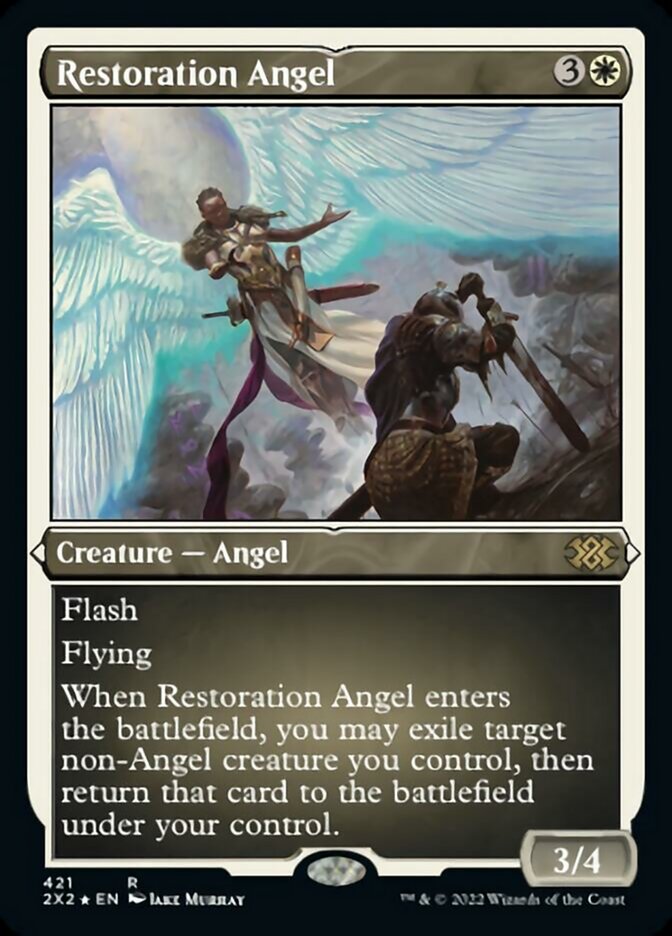 Restoration Angel (Foil Etched) [Double Masters 2022] | Good Games Cannington