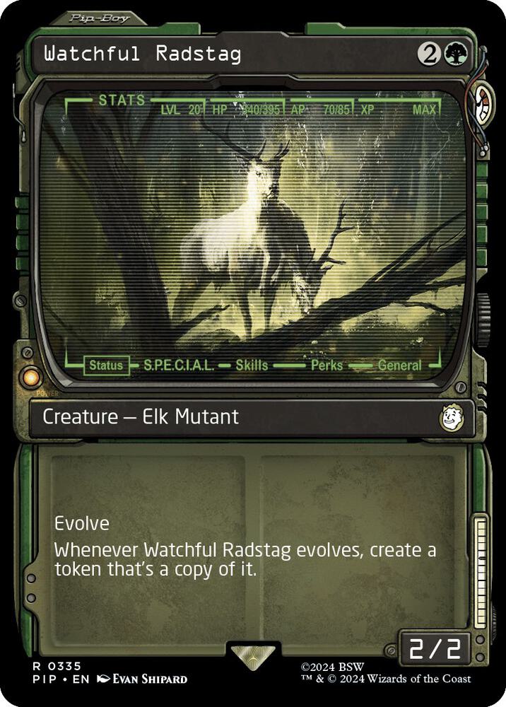 Watchful Radstag 335/326 (Universes Beyond: Fallout)  - Showcase Foil | Good Games Cannington