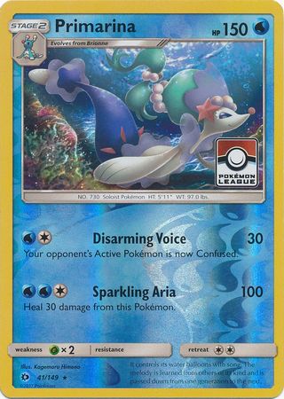 Primarina (41/149) (League Promo) [Sun & Moon: Base Set] | Good Games Cannington