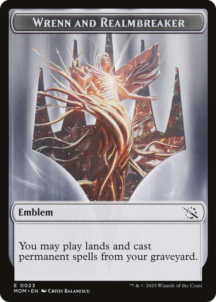 Treasure (21) // Wrenn and Realmbreaker Emblem Double-Sided Token [March of the Machine Tokens] | Good Games Cannington