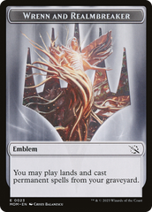 Warrior // Wrenn and Realmbreaker Emblem Double-Sided Token [March of the Machine Tokens] | Good Games Cannington