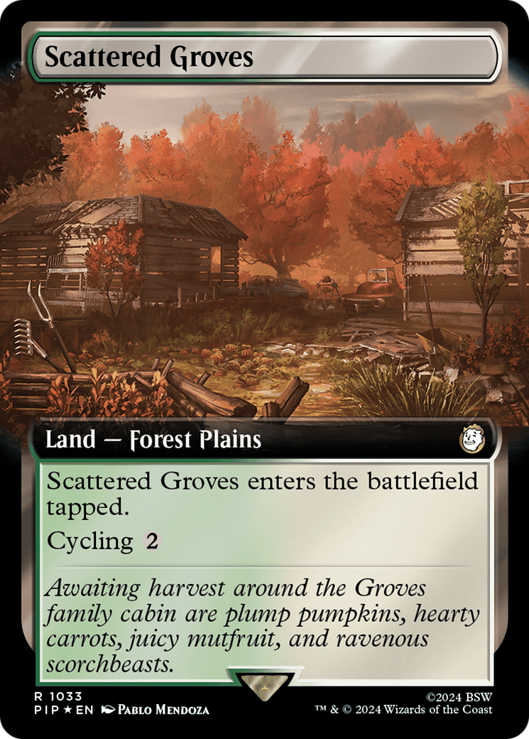 Scattered Groves (Extended Art) (Surge Foil) [Fallout] | Good Games Cannington