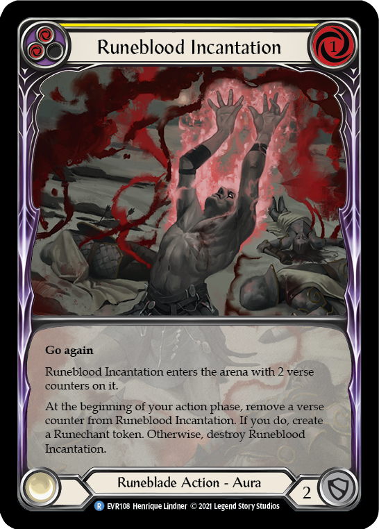Runeblood Incantation (Yellow) [EVR108] (Everfest)  1st Edition Extended Art Rainbow Foil | Good Games Cannington