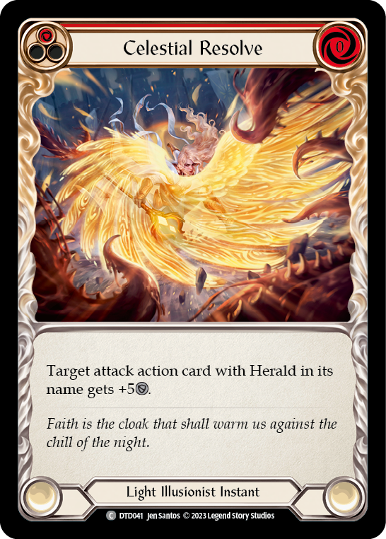 Celestial Resolve (Red) [DTD041] (Dusk Till Dawn)  Rainbow Foil | Good Games Cannington
