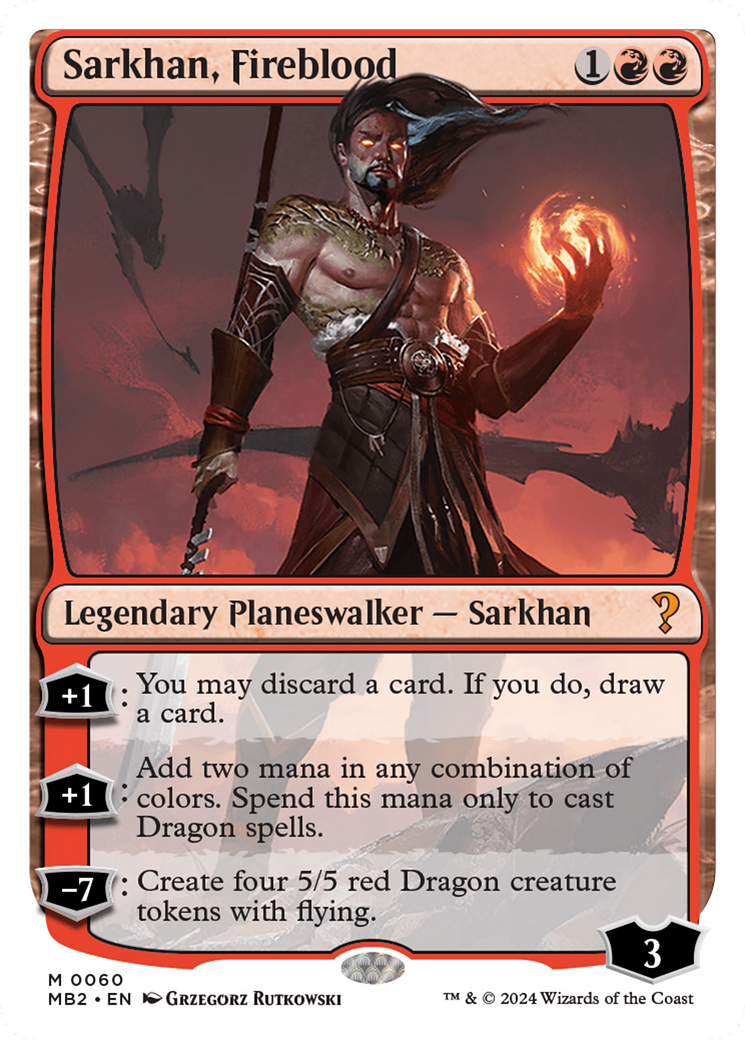 Sarkhan, Fireblood (White Border) [Mystery Booster 2] | Good Games Cannington