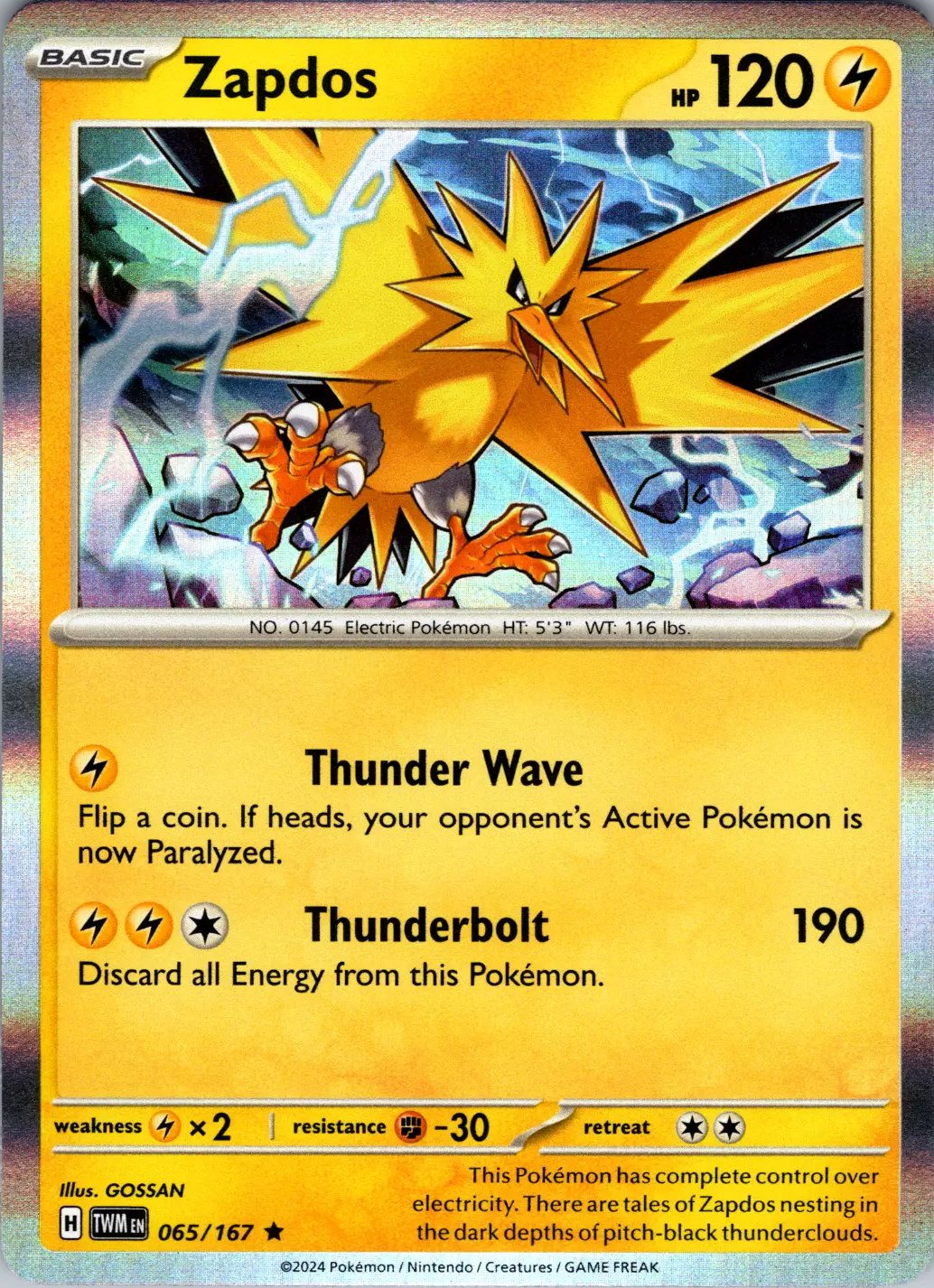 Zapdos (065/167) [Scarlet & Violet: Twilight Masquerade] | Good Games Cannington