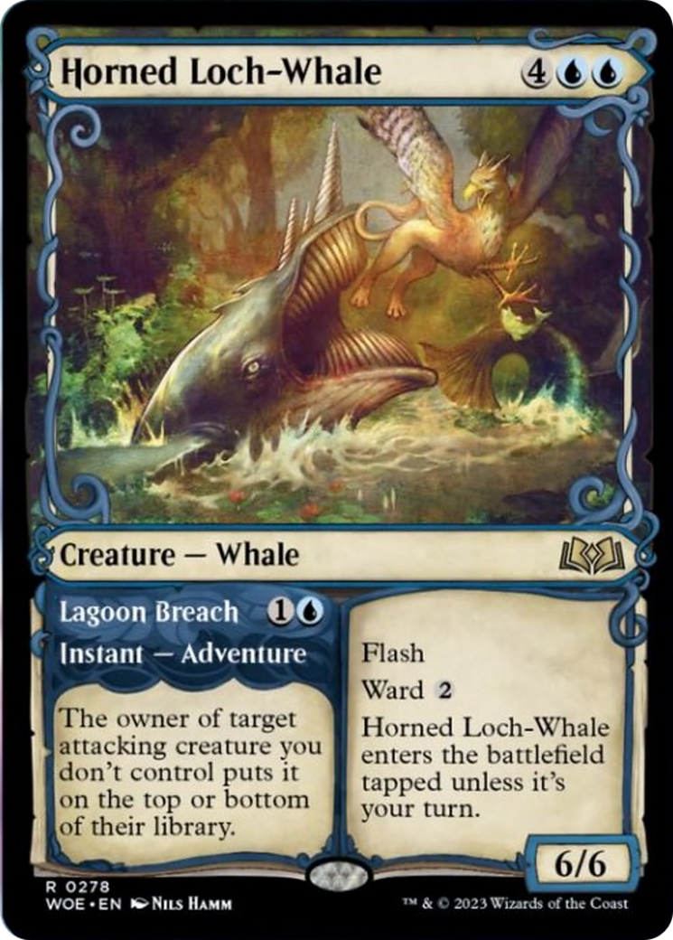 Horned Loch-Whale // Lagoon Breach (Showcase) [Wilds of Eldraine] | Good Games Cannington