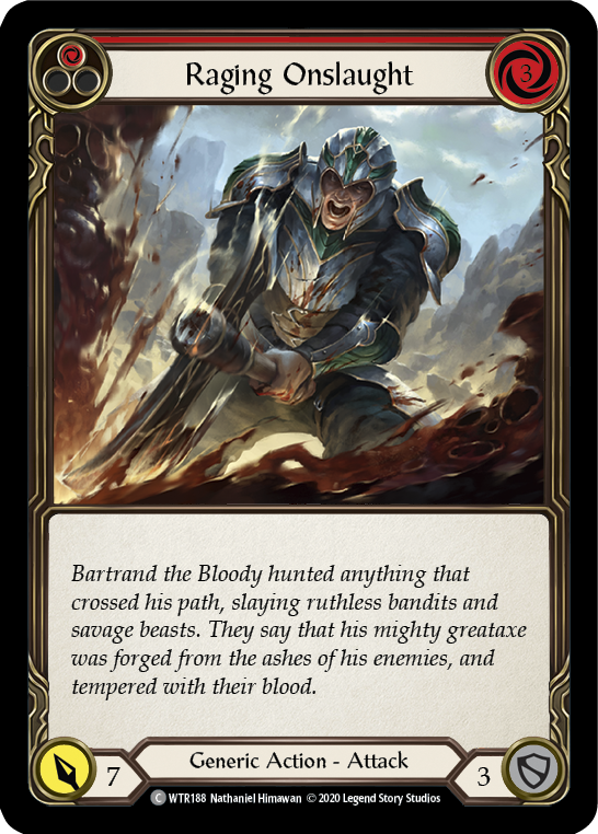 Raging Onslaught (Red) [U-WTR188] (Welcome to Rathe Unlimited)  Unlimited Rainbow Foil | Good Games Cannington