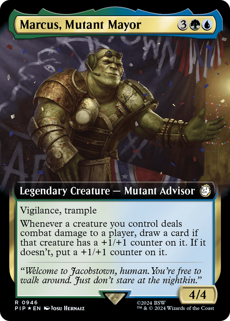 Marcus, Mutant Mayor (Extended Art) (Surge Foil) [Fallout] | Good Games Cannington