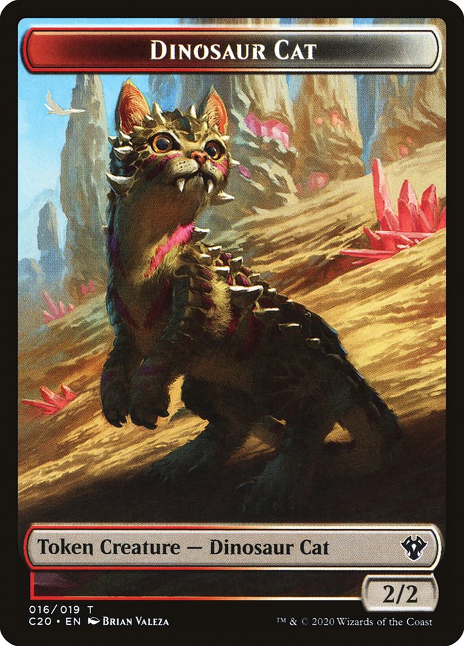 Bird // Dinosaur Cat Double-Sided Token [Commander 2020 Tokens] | Good Games Cannington