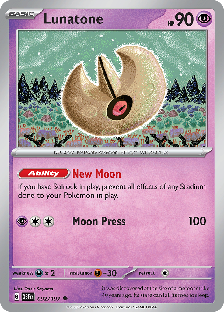 Lunatone (092/197) [Scarlet & Violet: Obsidian Flames] | Good Games Cannington