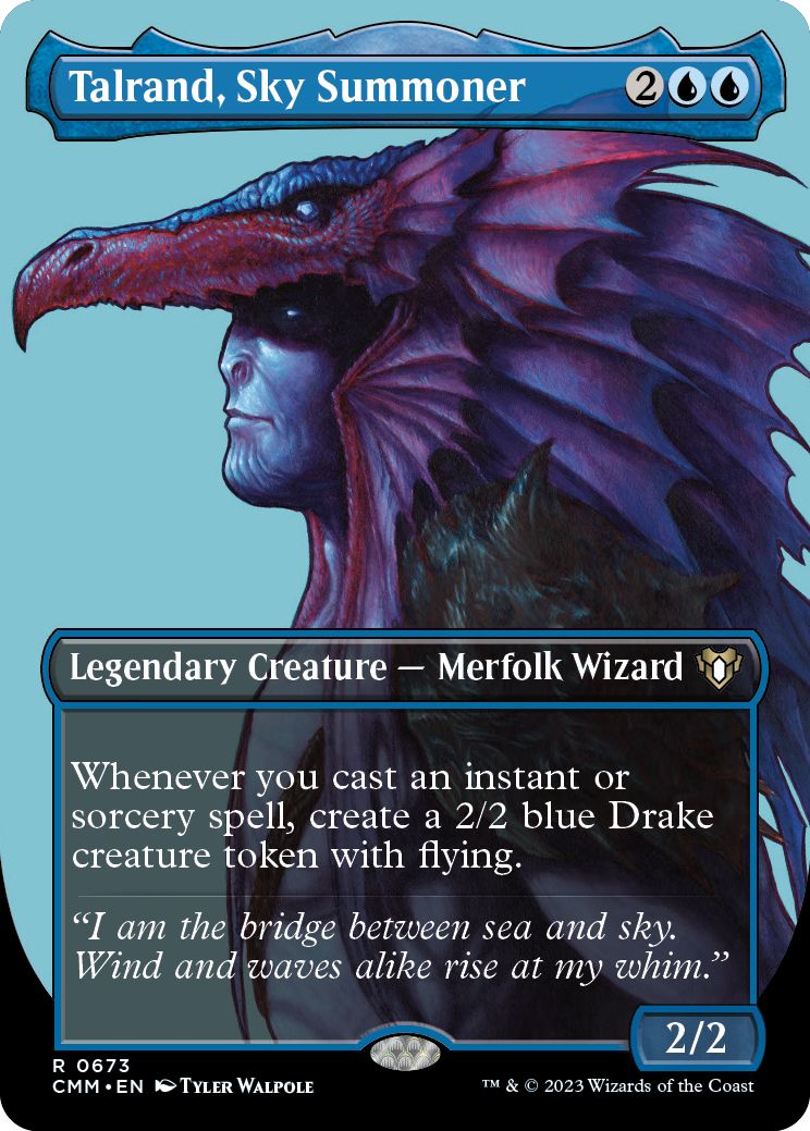 Talrand, Sky Summoner (Borderless Profile) [Commander Masters] | Good Games Cannington