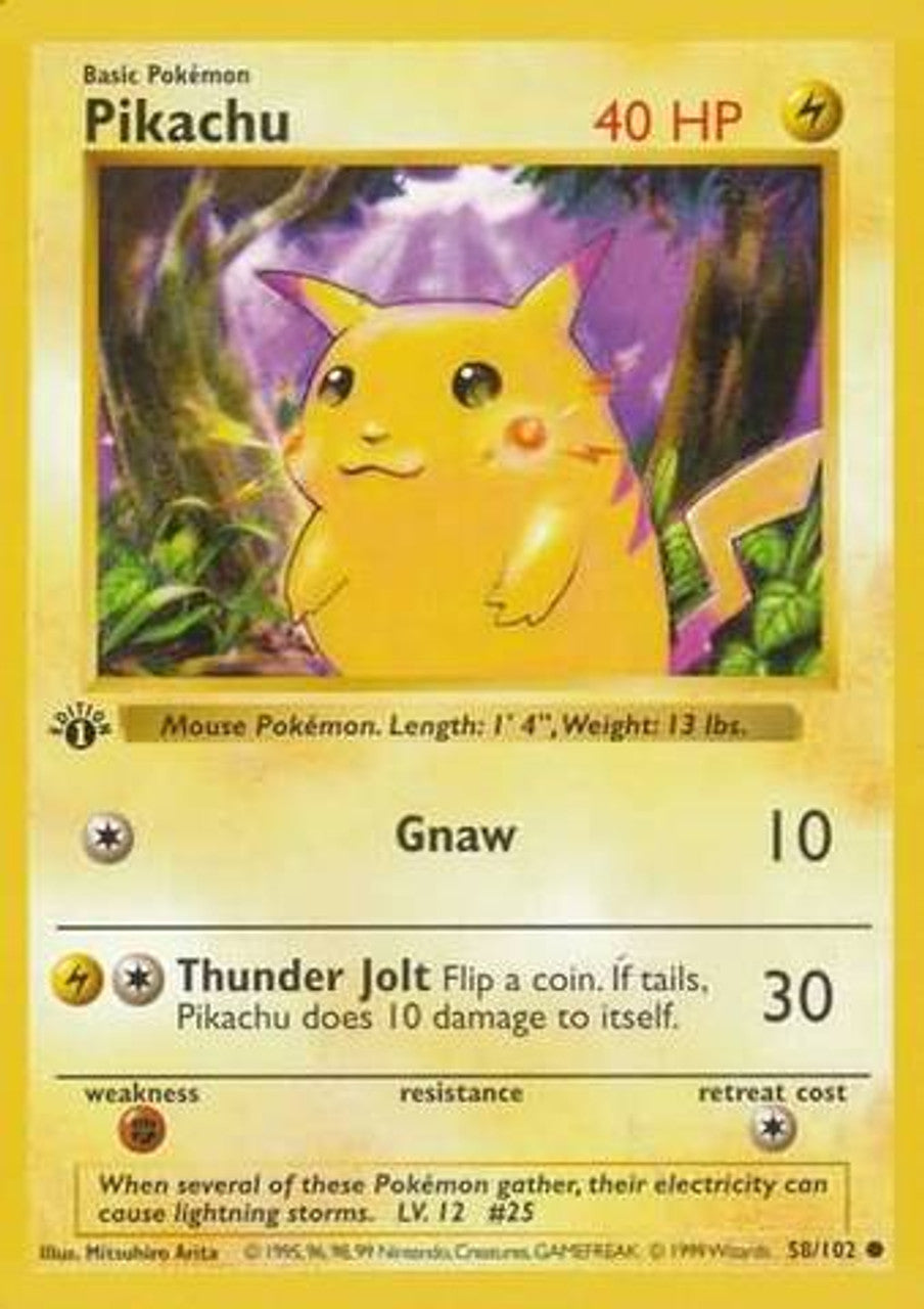 Pikachu (58/102) (Red Cheeks Misprint) [Base Set 1st Edition] | Good Games Cannington