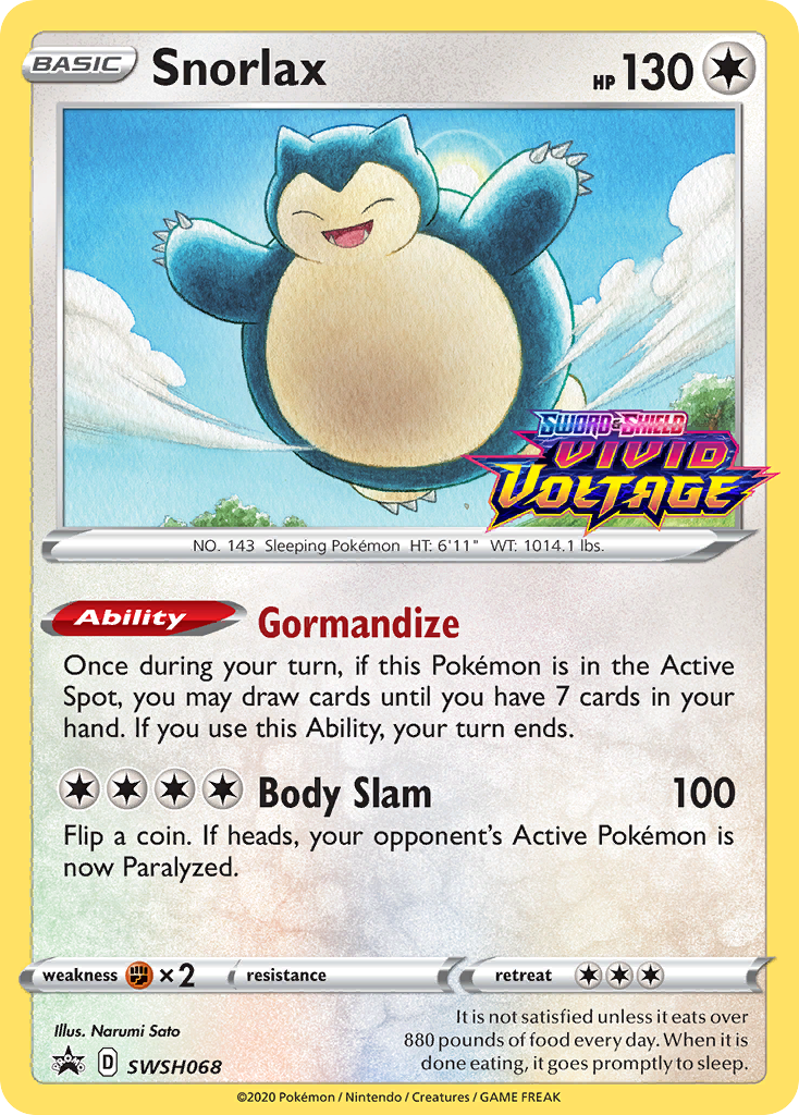 Snorlax (SWSH068) (Prerelease Promo) [Sword & Shield: Black Star Promos] | Good Games Cannington