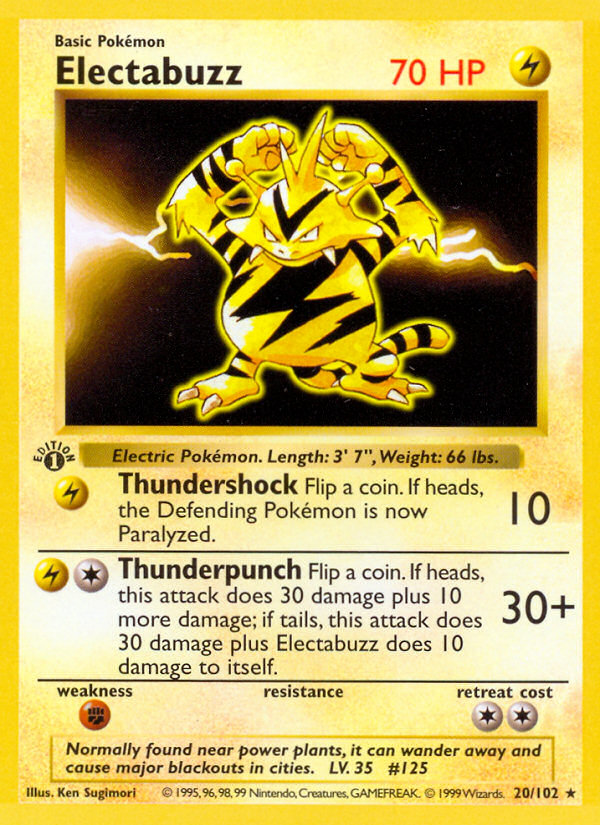 Electabuzz (20/102) (Shadowless) [Base Set 1st Edition] | Good Games Cannington