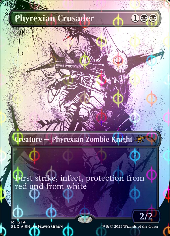 Phyrexian Crusader (Borderless Ichor Step-and-Compleat Foil) [Secret Lair Drop Series] | Good Games Cannington