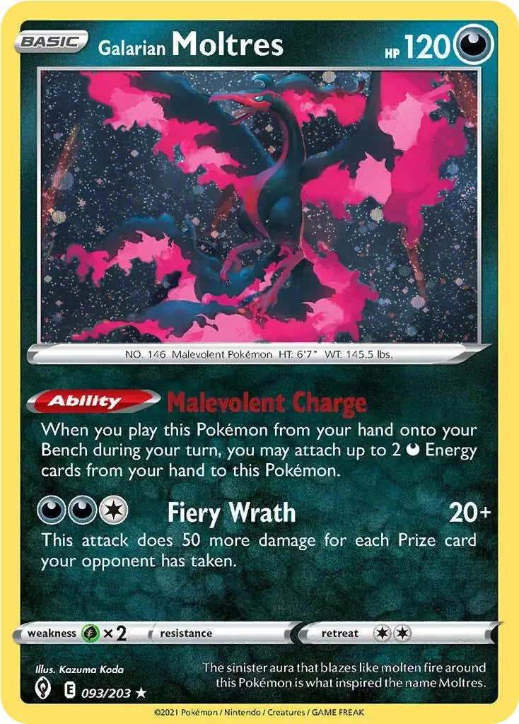 Galarian Moltres (093/203) (Cosmos Holo) [Sword & Shield: Evolving Skies] | Good Games Cannington