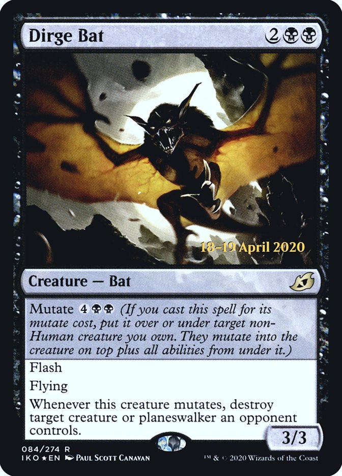 Dirge Bat [Ikoria: Lair of Behemoths Prerelease Promos] | Good Games Cannington