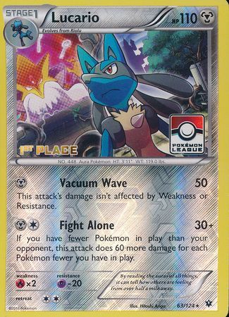 Lucario (63/124) (League Promo 1st Place) [XY: Fates Collide] | Good Games Cannington