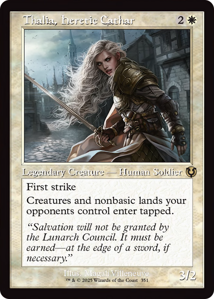 Thalia, Heretic Cathar (Retro Frame) [Innistrad Remastered] | Good Games Cannington