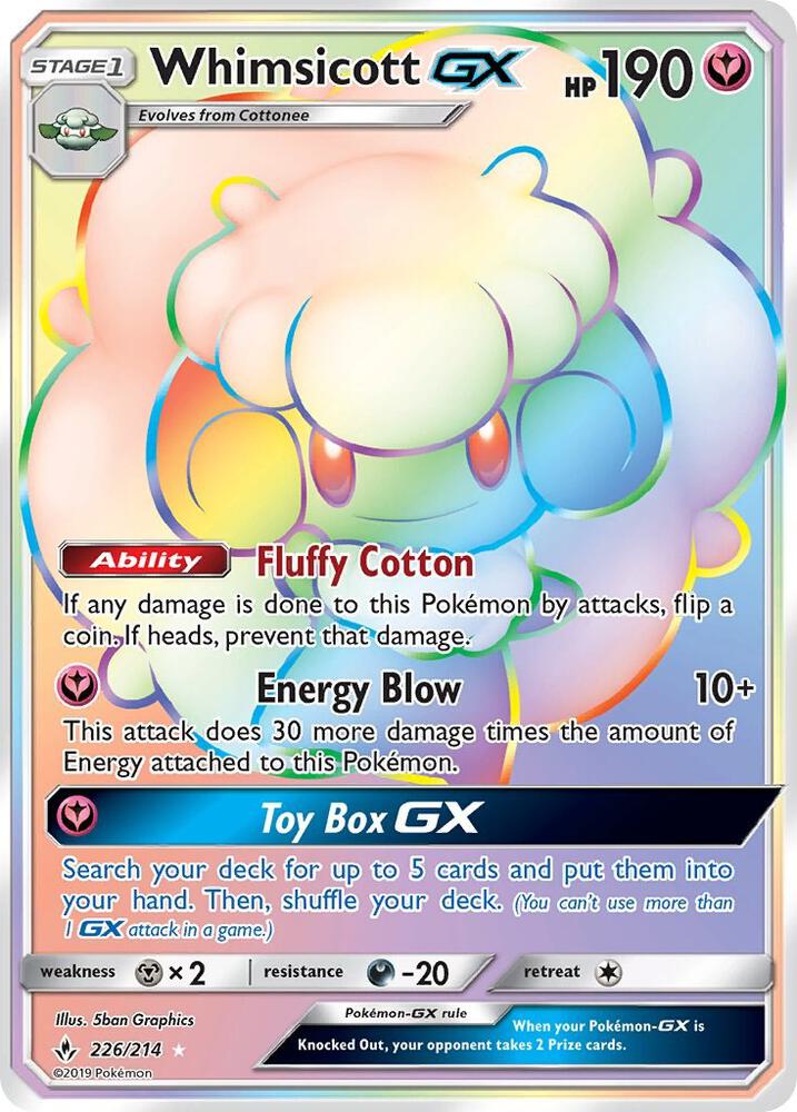 Whimsicott GX Secret 226/214 (SM - Unbroken Bonds)  - Holofoil | Good Games Cannington
