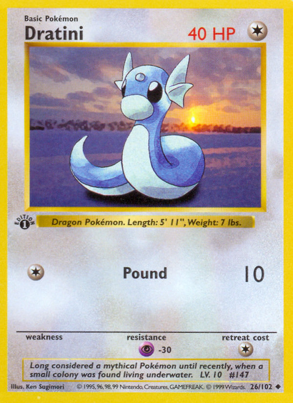 Dratini (26/102) (Shadowless) [Base Set 1st Edition] | Good Games Cannington