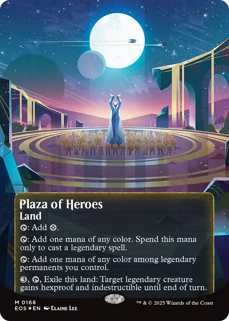 Plaza of Heroes (0168) (Borderless) (Galaxy Foil) [Edge of Eternities: Stellar Sights] | Good Games Cannington